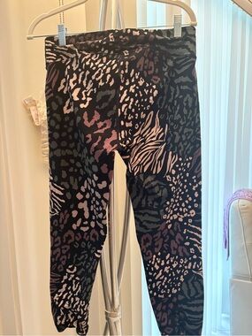 Calvin Klein Black Leggings with Pink and Green Animal Print